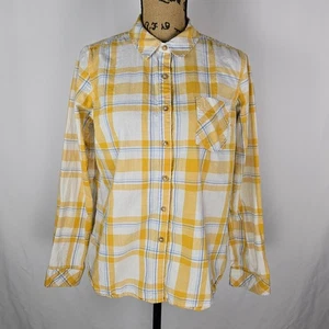 Natural Reflections Yellow Plaid Button Shirt M Cottagecore Coastal Cowgirl - Picture 1 of 12