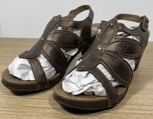 Sandalias de plataforma Dansko Nina marrón bronce floral cuero hebilla 42 para mujer - Imagen 1 de 8