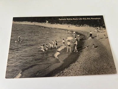 Peninsula Bathing Beach Lake Erie in Erie Pennsylvania PA Postcard - Image 1 of 2