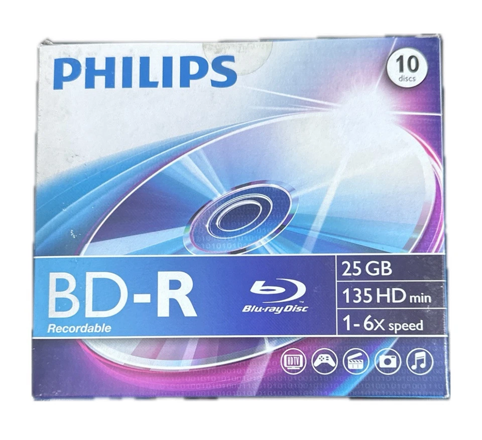 Philips BR2S6J10C/00 BD-R Blanks 6X 25GB Pack of 10 Jewel Cas - Image 1 of 2