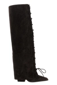 PARIS TEXAS Jane Fold Over Brown 100mm Suede Boots New & Authentic - Picture 1 of 4