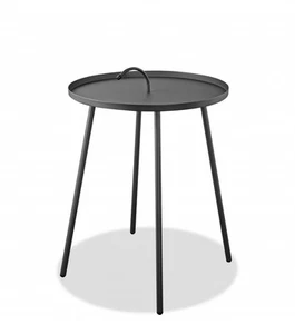 25" Gray Stainless Steel Round End Table - Picture 1 of 8