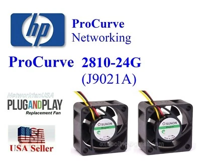 Lot 2x Quiet fans HP ProCurve 2810-24G (J9021A) Low Noise Best Home Networking - Image 1 of 4