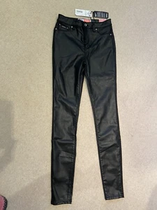 Gorgeous Superdry Waxed Black Sophia Coated Skinny Jeans Waist 24 Length 32 - Picture 1 of 3