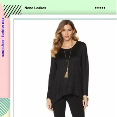 NENE LEAKES, Top trasero retorcido Space Dye con cami, negro, pequeño Foto 1 de 2