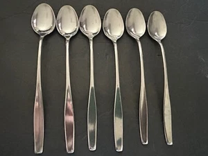 AMERICAN CHARM - American Stainless USA -LOT OF 6 ICETEA ICE TEA SPOONS - Picture 1 of 4