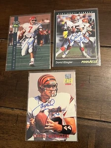 3x David Klingler SIGNED Autographed Houston Bengals Rookie RC Card lot of 3 - Picture 1 of 1