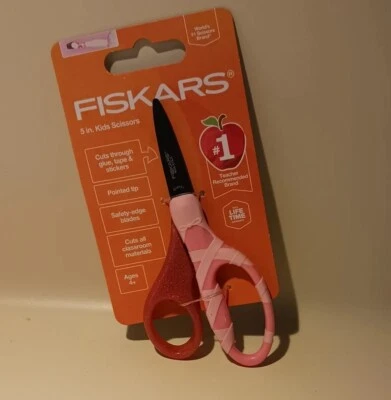 Fiskars Scissors for Kids POINTED TIP 5 Inch Safety Pink Glitter - Image 1 of 2