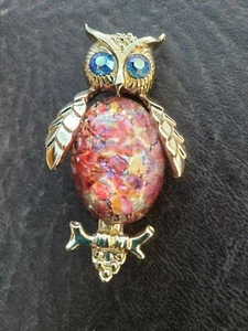 VINTAGE OWL RHINESTONE BROOCH / PENDANT - Picture 1 of 3
