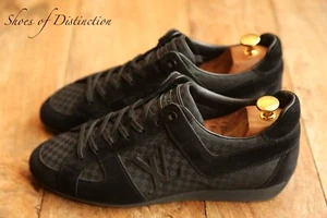 Louis Vuitton LV Damier Black Leather Suede Shoes Trainers Men UK 7 US 8 - Picture 1 of 11