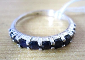 Vintage Sterling Silver  Natural Tanzania Blue Sapphire Ring Size US 7.5 - Picture 1 of 6