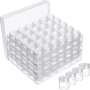 Kurtzy 3 Pack Clear Plastic Bead Storage Organiser Box (90 Jars) - Picture 1 of 6