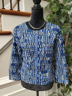 Chaqueta informal extra grande Ellen Tracy para mujer azul algodón manga larga cremallera completa Foto 1 de 4