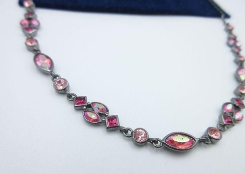 GIVENCHY Collana lunga vintage strass argento L38 45 cm