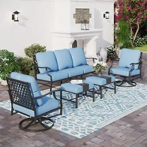5 Piece Patio Furniture Set Outdoor Conversation Set w/Swivel Chair for Backyard - Picture 1 of 10