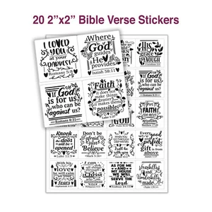 20 PEGATINAS DE VERSÍCULOS DE LA BIBLIA, diarios cristianos, pegatinas religiosas, versículos cristianos - Imagen 1 de 7