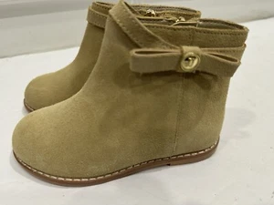 Janie And Jack Tan Suede Boots Toddler Size 9 Dress Lace New - Picture 1 of 4