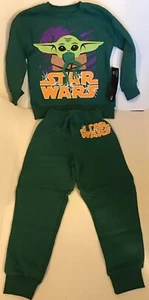 Boys 5, 6, 7 Star Wars Baby Yoda Frog Halloween Sweats Set Sweatshirt Sweatpants - Picture 1 of 12