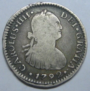 1792 SANTIAGO 1 REAL CHILE CHARLES IV ASSAYER DA SPANISH SILVER COLONIAL ERA , - Picture 1 of 2