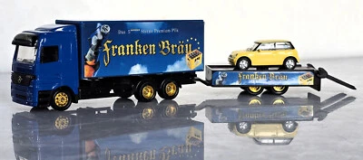 Frankenbräu MB Actros LKW Modell Mini Cooper Sammeltruck Werbetruck Minitruck - Bild 1 von 4