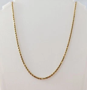 14K Gold Rope Chain Necklace 24" Long x 2 mm Wide - Picture 1 of 5