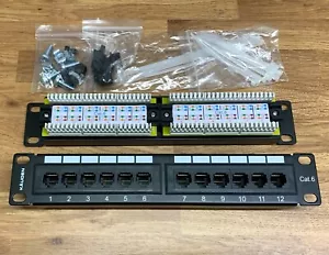 12 Port 1U SOHO 10" Patch Panel CAT6 Network Ethernet Rack Mount Data IDC - Picture 1 of 4