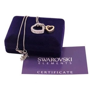 Swarovski Elements Original G4Love Heart Crystals Silver & Gold Necklace Women - Picture 1 of 4