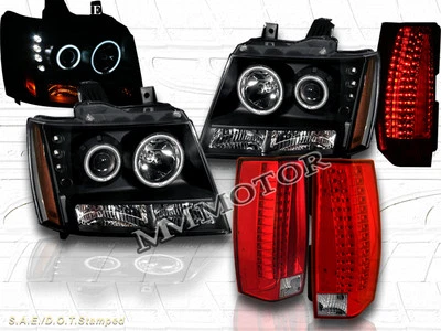 2007-2014 CHEVY SUBURBAN TAHOE ПРОЖЕКТОР ФАРЫ CCFL HALO + СВЕТОДИОДНЫЕ ЗАДНИЕ ФОНАРИ G5 - Изображение 1 из 2