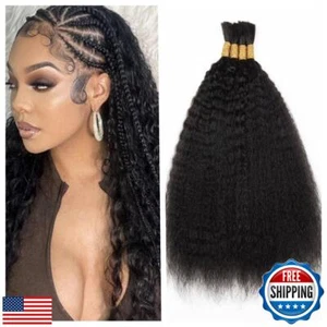 Kinky Straight Human Braiding Hair No Weft 100g (1Pack-4PCS) Yaki Straight Bu - Picture 1 of 5