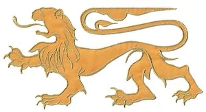 Ecusson patche lion Flandres médiéval doré patch chevalier blason thermocollant  - Picture 1 of 2