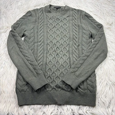 Suéter Banana Republic Para Hombre S Verde Clásico Tejido con Cable Crew Preparación de Algodón Foto 1 de 4