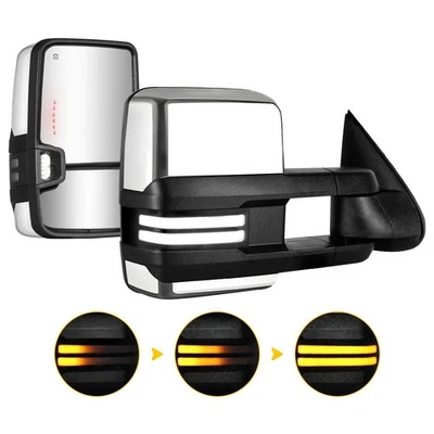 Chrome Towing Mirrors Switchback For 03-06 Silverado GMC Sierra 1500 2500HD 3500 - Image 1 of 4