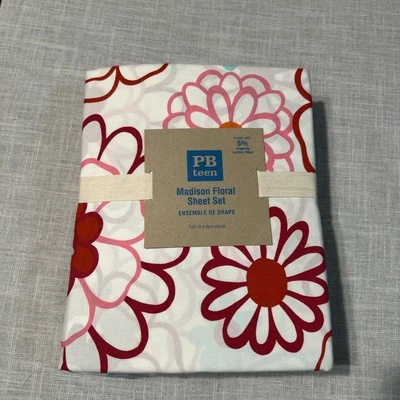 Retired Pottery Barn PB Teen Full Flat Madison Floral Cotton Sheet Set NEW - Image 1 of 4