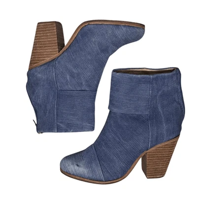 Botas al Tobillo Rag & Bone Newburry de Lona Tacón Apilado Retro Chic Talla 6 Azul Foto 1 de 4