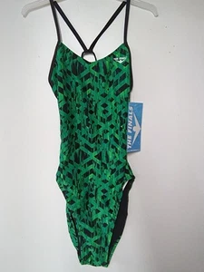 The Finals One Piece Open Back Swimsuit Green Omega Swanback Fit Size-32xs NEW - Picture 1 of 5