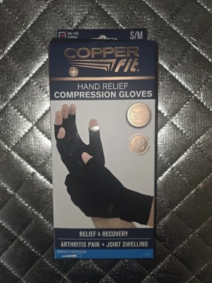 Luvas de compressão para artrite nas mãos ajuste de cobre | 1 par | Preto | P/M | Moderado - Imagem 1 de 2