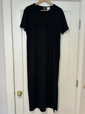 Lennie For Nina Leonard VTG MAXI Dress BLACK Short Sleeve Round Neck Medium  - Image 1 of 4