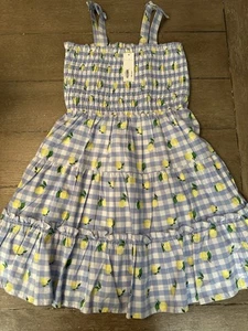 Janie and Jack Girls The Lemon Gingham Smocked Sundress size 16 Brand New - Picture 1 of 7