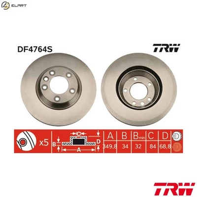 2x BRAKE DISC DF4764S FOR VW AUDI PORSCHE BPD/BLK 2.5L 5cyl TOUAREGBKJ 3.2L 6cyl - Image 1 of 4