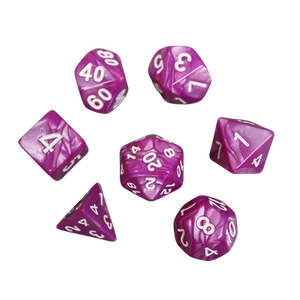 Mulberry Pink Marbled DND Dice Set, 7 Piece Dice Set, Roll Playing Game Dice wit - Picture 1 of 2