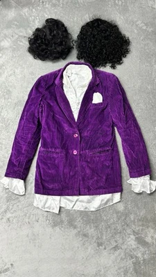 Disfraz de lluvia púrpura príncipe chaqueta y pelucas, DYI Halloween. Mujer Talla 12 Foto 1 de 4