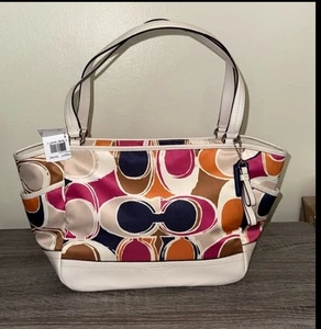 Borsa Coach Signature multicolore in tela e pelle - F23277 - Foto 1 di 8