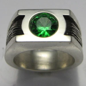 BANDA DE LINTERNA VERDE PLATA ESTERLINA MJG. 8 mm CZ. LIGA DE LA JUSTICIA. COMIC CON. Talla 10 - Imagen 1 de 6