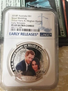 2018 Royal Wedding Prince Henry Meghan Markle 1oz $1 Silver Proof Coin NGC PF69 - Picture 1 of 1