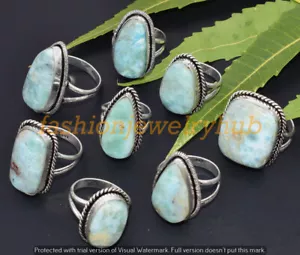 New Sale ! Larimar Gemstone Ring 5Pcs Wholesale Lot 925 Silver Plated - Picture 1 of 1