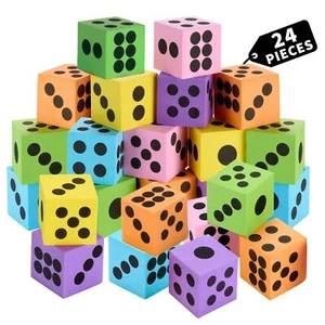 Neon Big Foam Dice Set - 24-Pack, Jumbo, and Colorful Dice for Kids - Ideal f... - Picture 1 of 6
