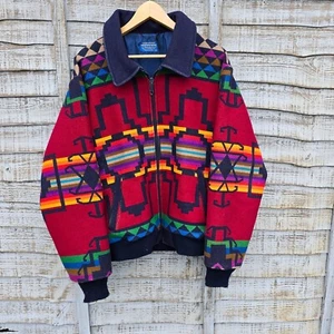 Vintage 80s Pendleton High Grade Western Aztec Wool Jacket Mens Large Made In US - Picture 1 of 8