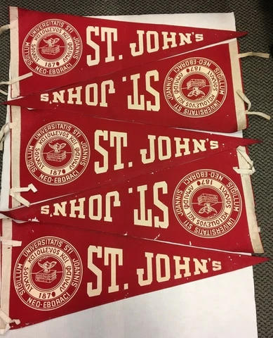 5 VINTAGE 1940S BANNERS/PENNANTS ST. JOHNS UNIVERSITY NEW YORK 28 1/2" FREE SHIP Cover