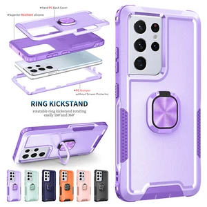For Samsung Galaxy S21 Note 20 Ultra S20 S10Plus Kickstand Shockproof Case Cover - Picture 1 of 42