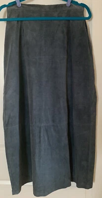 Blue Washable Genuine Suede Maxi Skirt-Sz10- Beautiful N Practical - Image 1 of 3